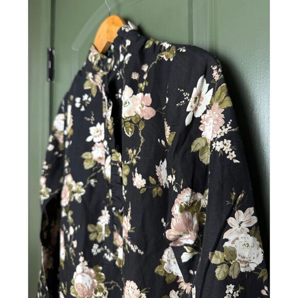 NWT Tuckernuck Midnight Garden Tate Floral Mini Winter Dress Black Cream XS - Picture 5 of 9